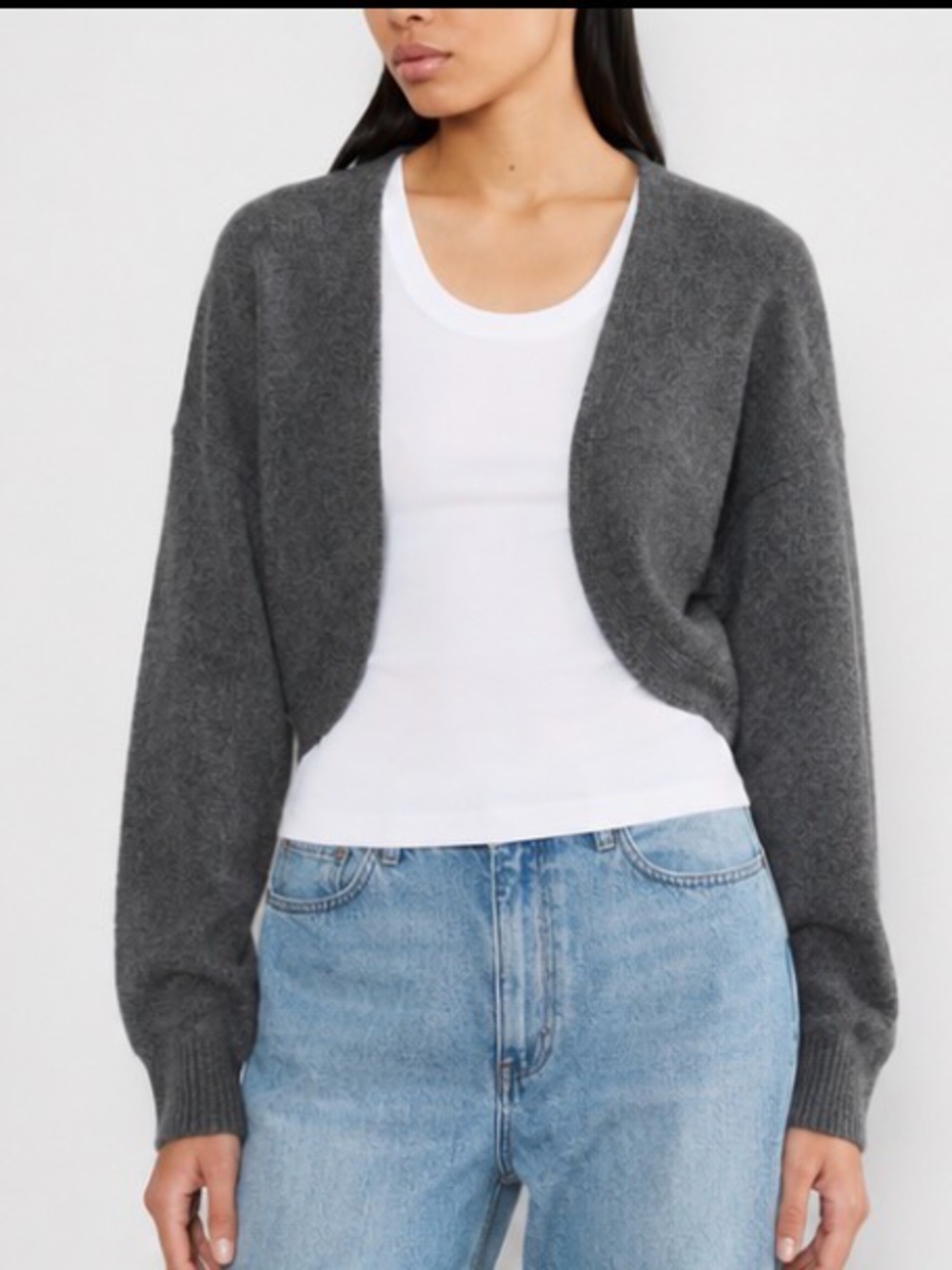 Babaton by Aritzia 100% Cashmere Open Front Cropped Cardigan Shrug Gray Size S